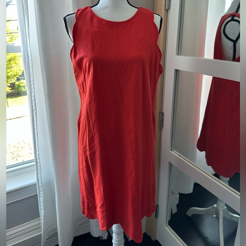 Vince Camuto Orange/red Sleeveless Crew Neck Sundress